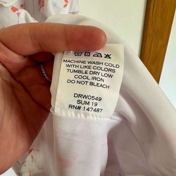 Draper James Women’s White Linen Ruffle Wrap Sleeveless Mini Dress in Multi Colo - Picture 10 of 11